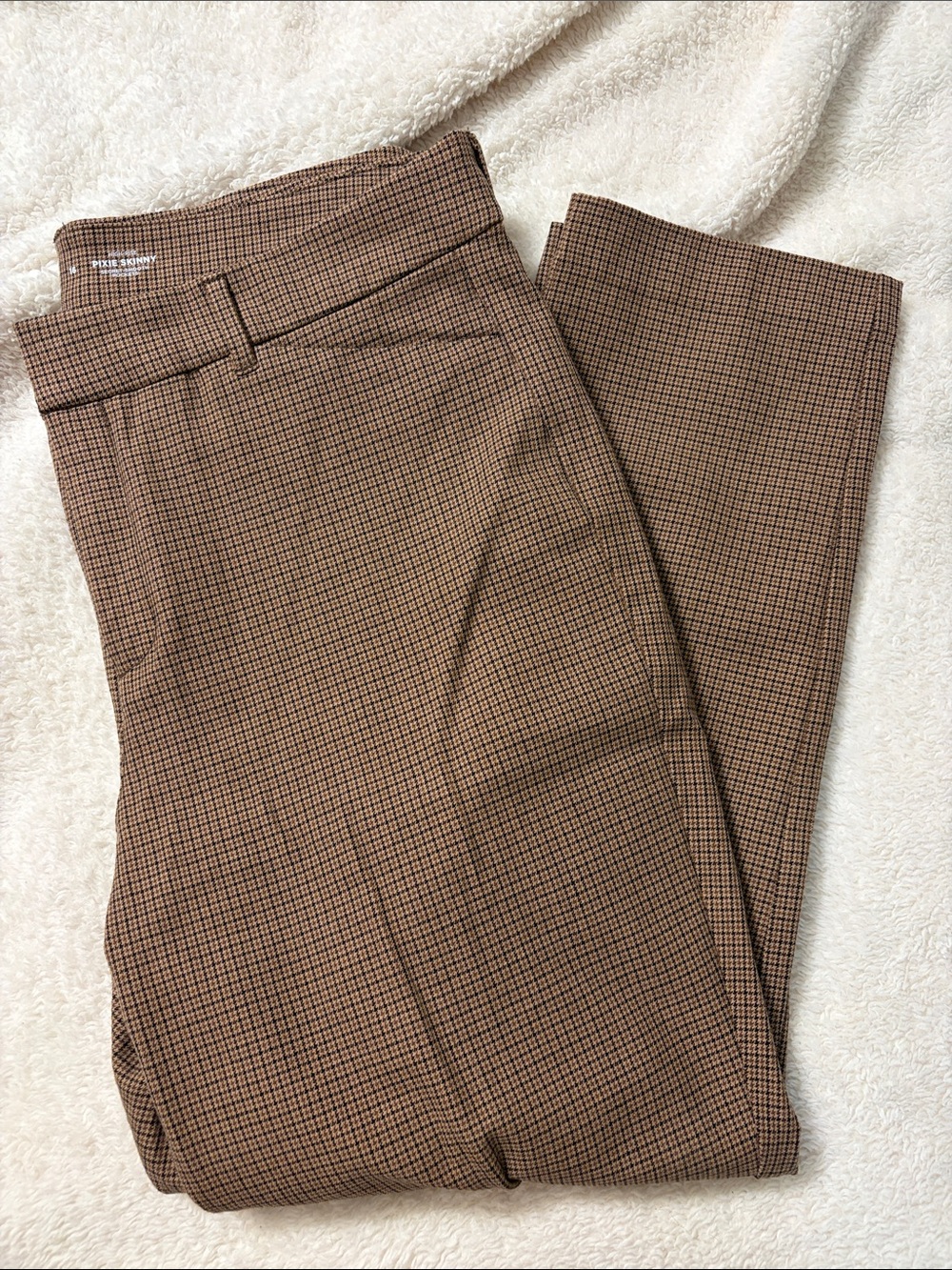 Old Navy high rise pixie skinny Brown Checked houndstooth Dress Pants